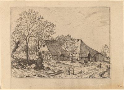 Boerderij met Schuur en Put door Johannes and Lucas van Doetechum after the Master of the Small Landscapes