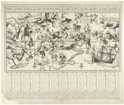 Hemelskaart voor de noordelijke en zuidelijke sterrenhemel uitgevoerd in Mercatorprojectie door Johannes de Broen (I)
