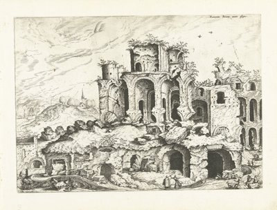 Derde gezicht op de ruïnes van de Palatijn door Johannes of Lucas van Doetechum (attributed to)