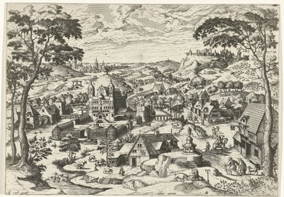 Landschap met de heilige Antonius door Johannes of Lucas van Doetechum