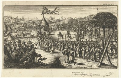 Nederlandse vertegenwoordigers verschijnen voor Koxinga door Johannes van Baden