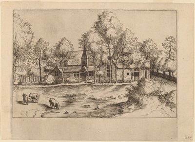 Dorp met Kerk door Johannes van Doetechum, the Elder and Lucas