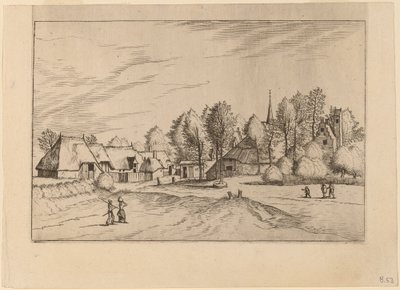 Dorp met Kerk door Johannes van Doetechum, the Elder and Lucas