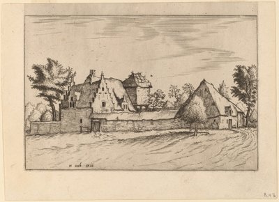 Boerderijen in een Hof door Johannes van Doetechum, the Elder and Lucas