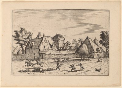 Boerderijen in een Hof door Johannes van Doetechum, the Elder and Lucas