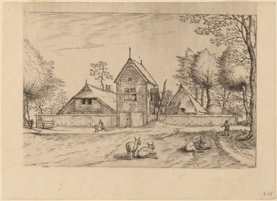 Boerderij door Johannes van Doetechum, the Elder and Lucas