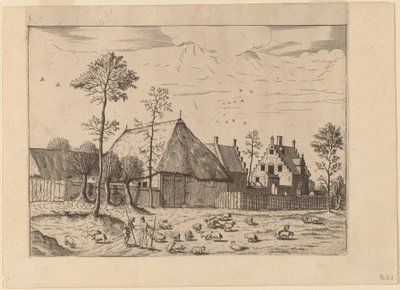 Schuur met huisje door Johannes van Doetechum, the Elder and Lucas