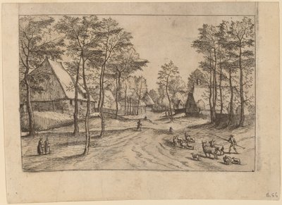 Dorpsstraat door Johannes van Doetechum, the Elder and Lucas