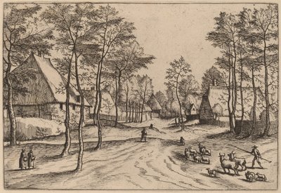 Dorpsstraat door Johannes van Doetechum, the Elder and Lucas