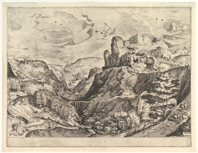 Alpenlandschap met een Diepe Vallei uit De Grote Landschappen, ca. 1555-56 door Johannes van Doetecum I