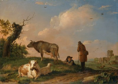 Landschap met vee door Johannes van der Bent