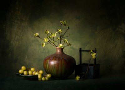 Elegant groen stilleven door John-Mei Zhong