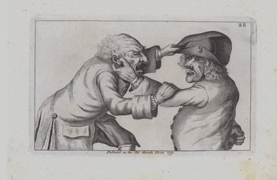 Twee boze mannen vechten met elkaar (gravure) door John  Collier