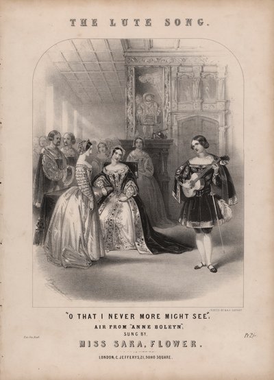 Het Luitlied uit Anna Bolena door Donizetti (kleur litho) door John (after) Brandard