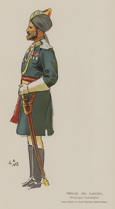 Officier 3e Lancers, Hyderabad Contingent door John (after) Charlton