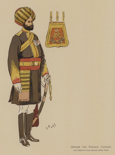 Officier 5e Punjaub Cavalerie door John (after) Charlton