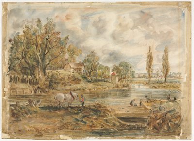 Het witte paard (aquarel) door John (after) Constable
