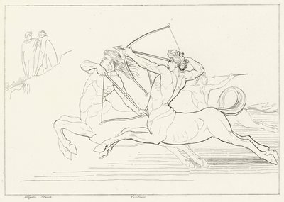 Ontmoeting met de Centauren, Inferno, Canto 12 (gravure) door John (after) Flaxman