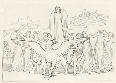 De Mysterieuse Wagen, Louteringsberg, Canto 31 door John (after) Flaxman