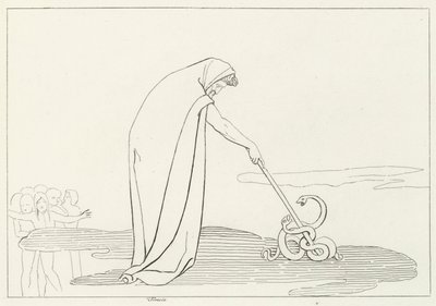 Tiresias, Inferno, Canto 20 (gravure) door John (after) Flaxman