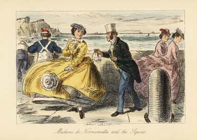 Engelse heer en dame ontmoeten elkaar op de promenade van Ramsgate door John (after) Leech