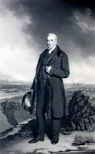 George Stephenson, Engelse ingenieur en spoorwegpionier door John (after) Lucas