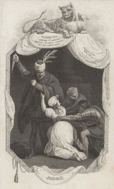Scène uit Tamerlane door Nicholas Rowe (gravure) door John (after) Opie