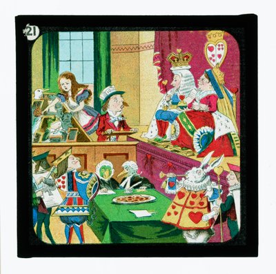Alice in Wonderland, gekleurde lantaarnplaten door John (after) Tenniel