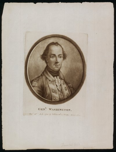 Portret van generaal [George] Washington (gravure) door John (after) Trumbull