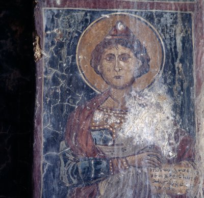 Afbeelding van heilige, fresco in kerk in Kandanos, Kreta, Griekenland door Walter Charles Mills