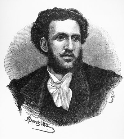 Portret van Iginio Ugo Tarchetti (1839-1869), Italiaanse auteur, dichter en journalist, gravure door Walter Charles Mills