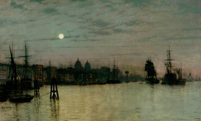 Greenwich, halve vloed, 1884 door John Atkinson Grimshaw