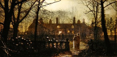 Maanverlichte Scène met Twee Figuren door John Atkinson Grimshaw