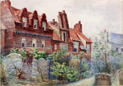 Huizen in Silver Street vanaf het kerkhof van All Saints, Newcastle upon Tyne door John Atlantic Stephenson