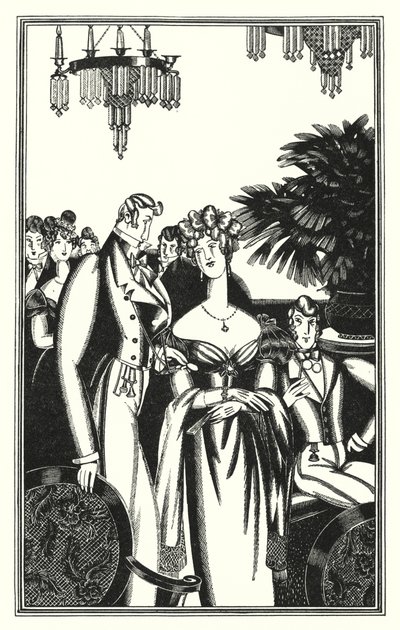 Illustratie voor Don Juan door Lord Byron: Juan werd ontvangen in de beste kringen door John Austen