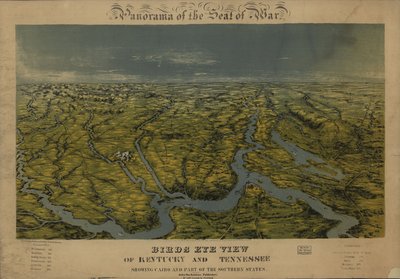 Vogelvlucht van Kentucky en Tennessee met Cairo en een deel van de zuidelijke staten. LOC 99447069 door John Bachmann