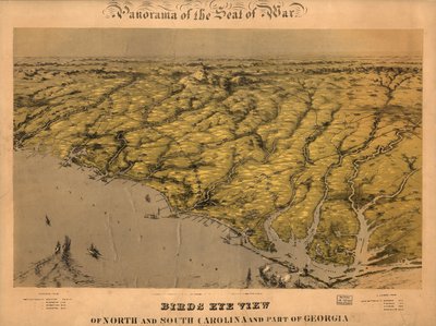 Vogelvlucht van Noord- en Zuid-Carolina en een deel van Georgia. LOC 99447447 door John Bachmann