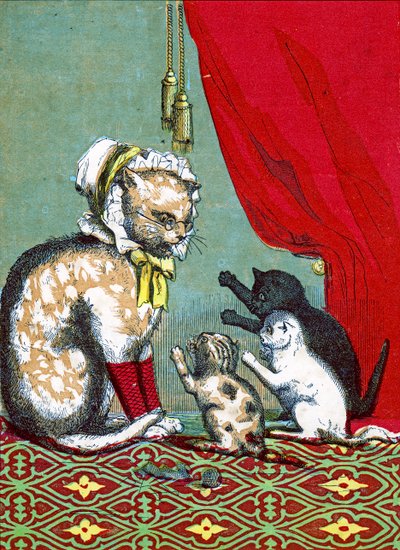 De drie kleine Kittens hadden hun wanten verloren, Illustratie uit "Three Little Kittens" 1859 door John Ballantyne