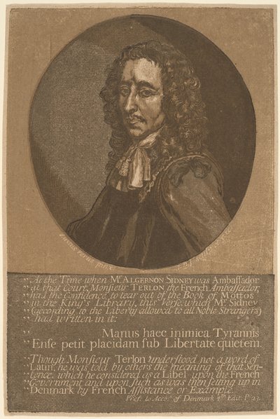 Algernon Sidney door John Baptist Jackson, after Justus van Verus