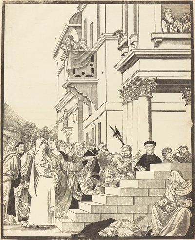 Presentatie van de Maagd in de Tempel (middenplaat) door John Baptist Jackson after Titian