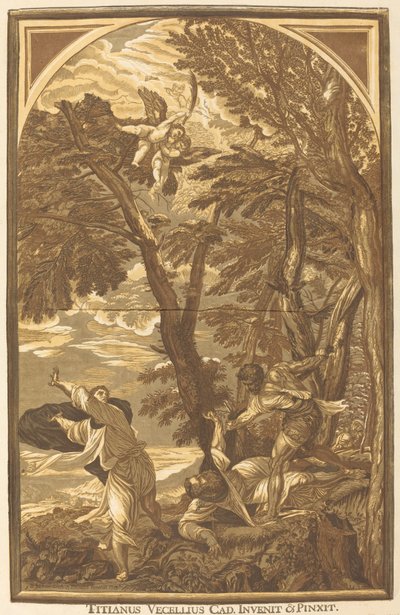 De Dood van Sint Petrus Martelaar door John Baptist Jackson after Titian