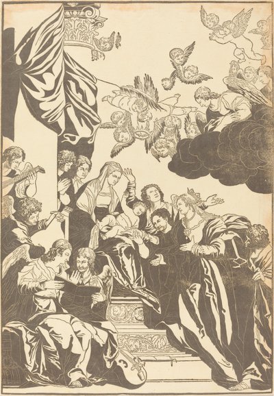 Het mystieke huwelijk van Sint-Catharina door John Baptist Jackson after Veronese