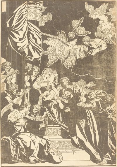 Het Mystieke Huwelijk van Sint Catharina door John Baptist Jackson after Veronese