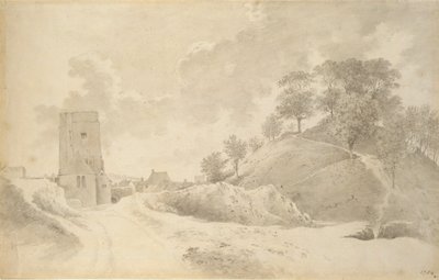 Oxford Castle en de kasteelheuvel, 27 mei 1784 door John Baptist Malchair