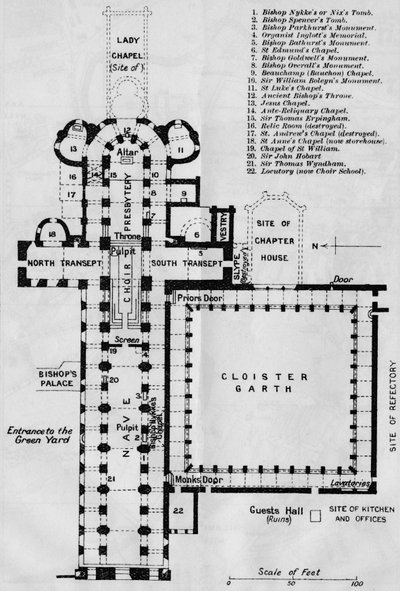 Kathedraal van Norwich, 20e eeuw door John Bartholomew