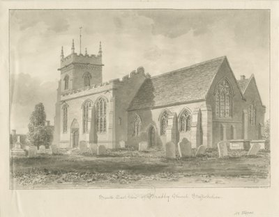 Bradley Kerk: sepia tekening, 1842 door John Buckler