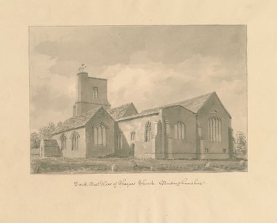 Buckinghamshire - Chenies Kerk: sepia tekening, 1824 door John Buckler