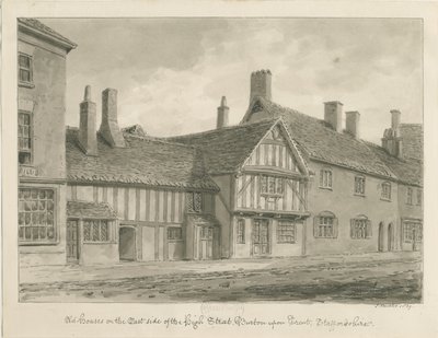 Oude huizen aan de High Street, Burton-upon-Trent door John Buckler