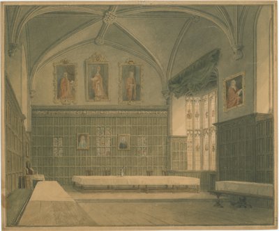 Cambridgeshire - Hal in [?Jesus] College - Interieur, 1818 door John Buckler