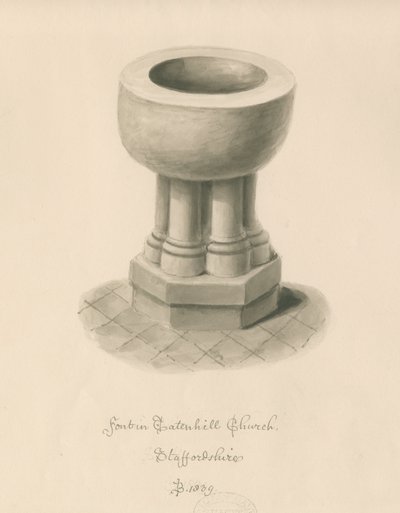 Doopvont in Tatenhill Kerk door John Buckler